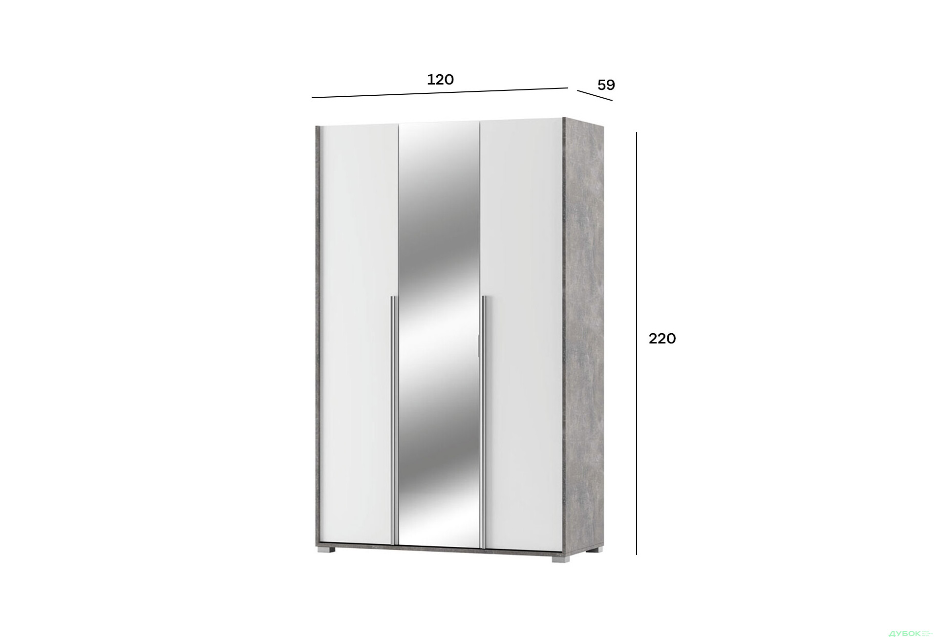 Шафа Світ Меблів Алекса 3-дверна з дзеркалом 120 см Ательє світлий / Німфеа альба - Зображення 3 Зображення 3 - Шафа Світ Меблів Алекса 3-дверна з дзеркалом 120 см Ательє світлий / Німфеа альба