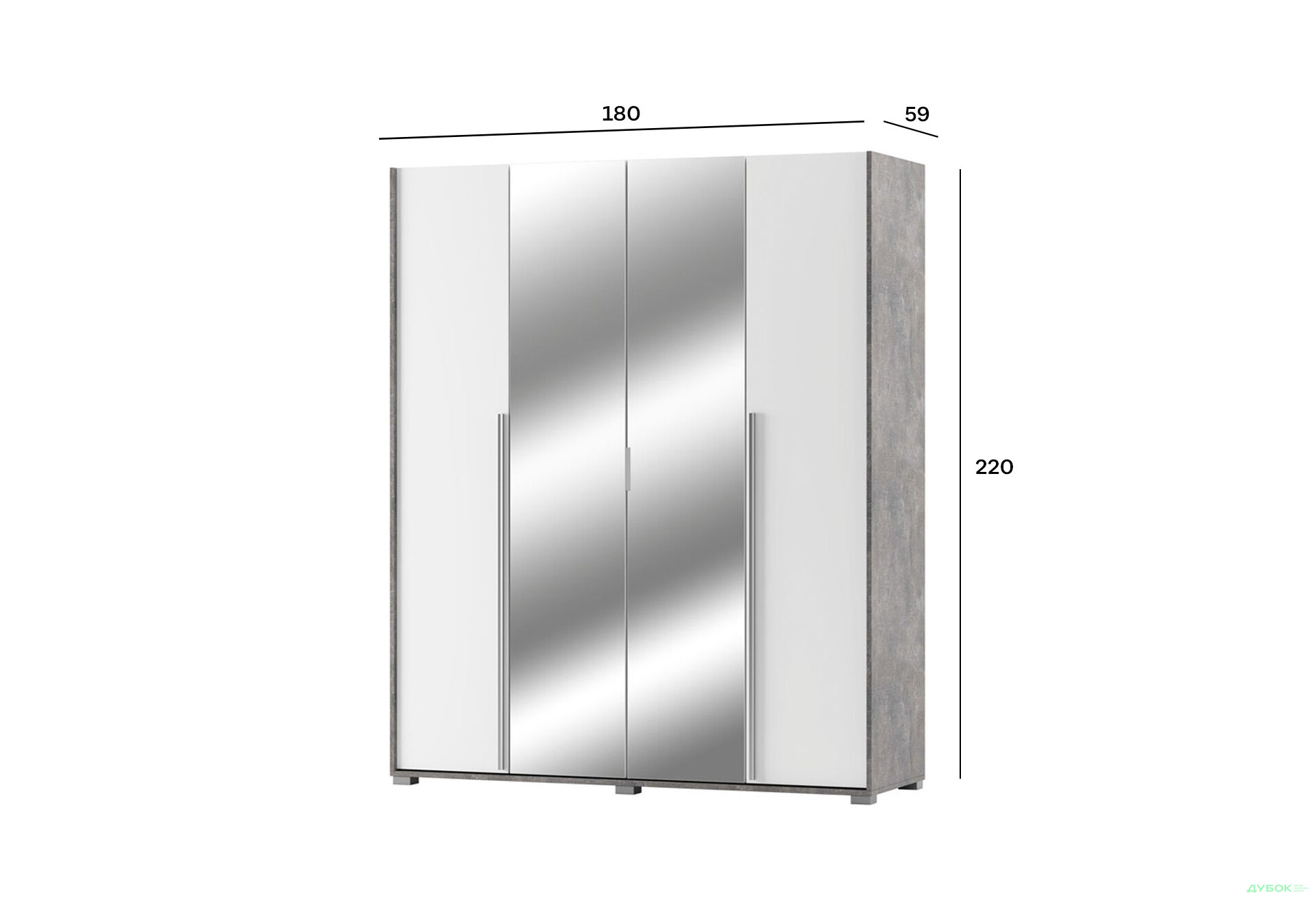 Шафа Світ Меблів Алекса 4-дверна з дзеркалом 180 см Ательє світлий / Німфеа альба - Зображення 3 Зображення 3 - Шафа Світ Меблів Алекса 4-дверна з дзеркалом 180 см Ательє світлий / Німфеа альба