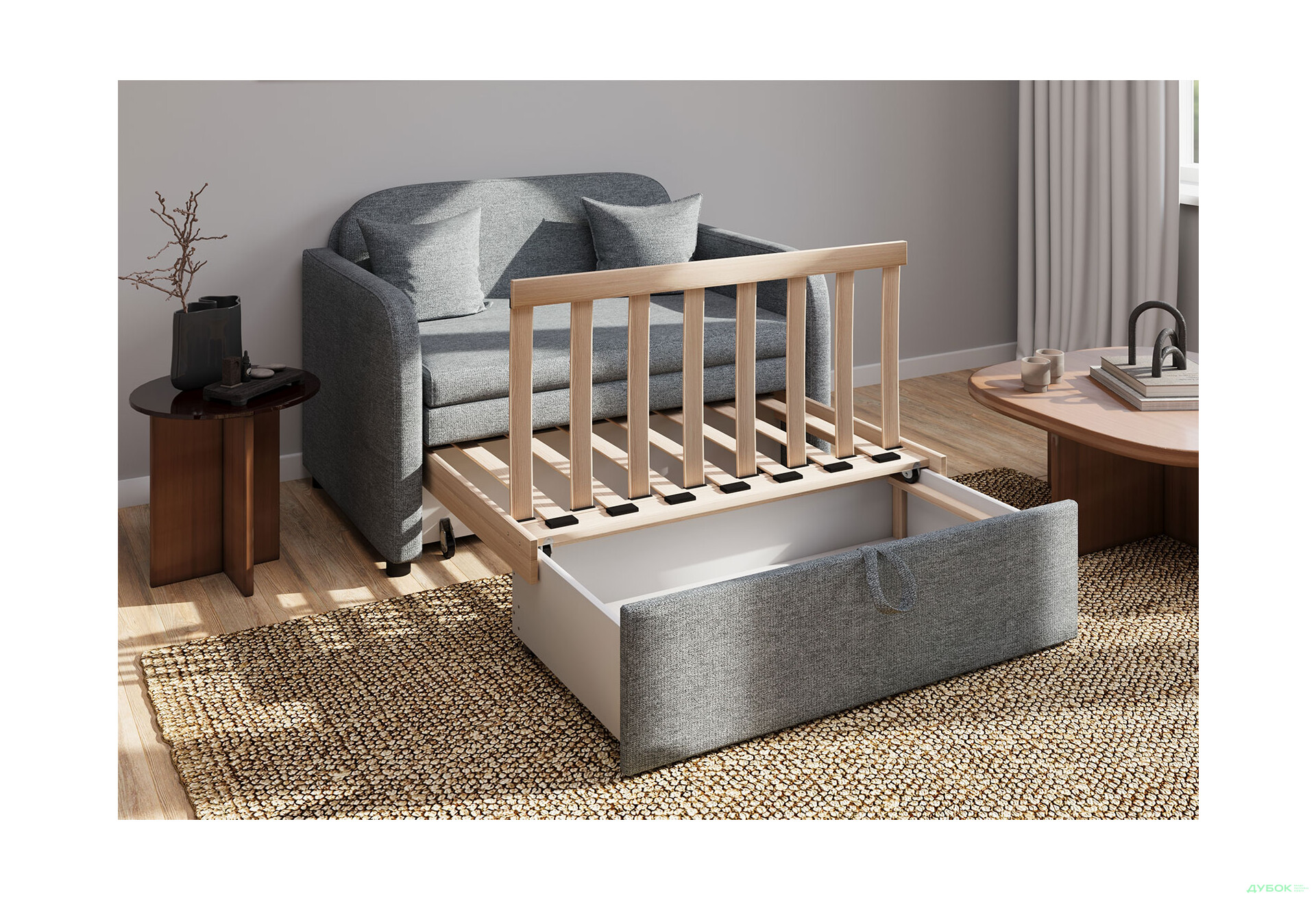 Диван UMa Бамбіні 127x83 см, Soro 93 (сірий) - Зображення 4 Зображення 4 - Диван UMa Бамбіні 127x83 см, Soro 93 (сірий)