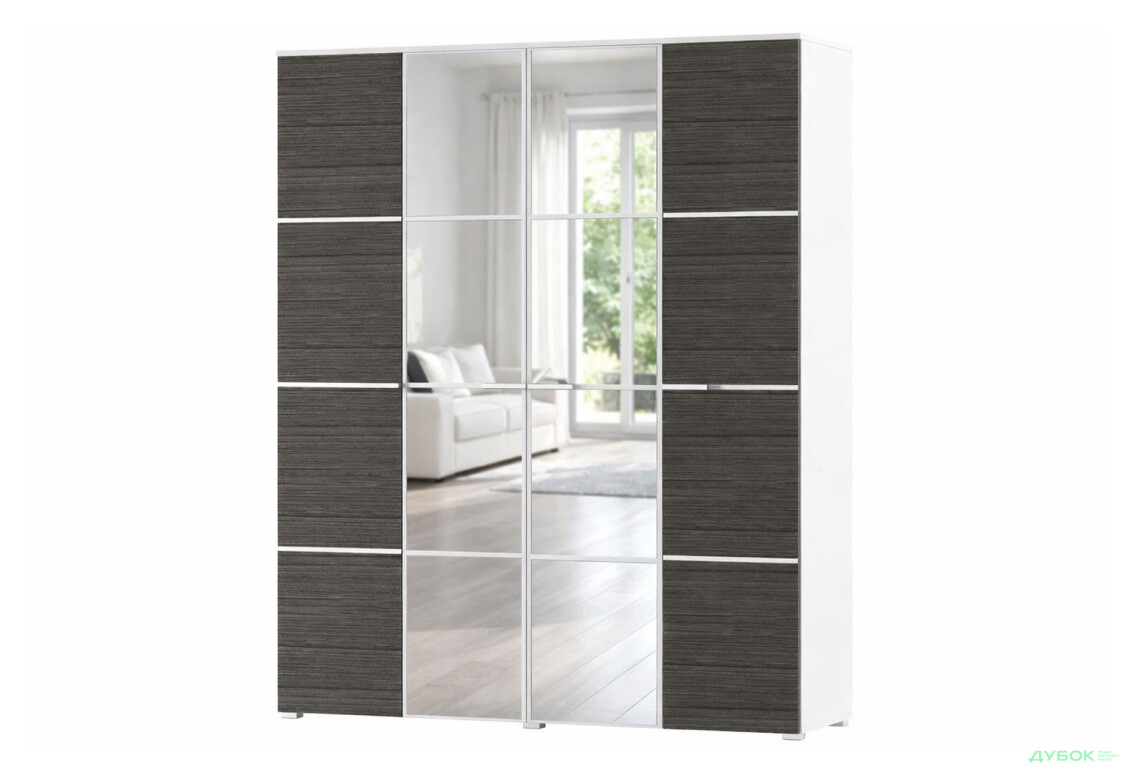 Шкаф Svit Mebliv Круиз 4-дверный с зеркалом 180 см Дакар / Белый