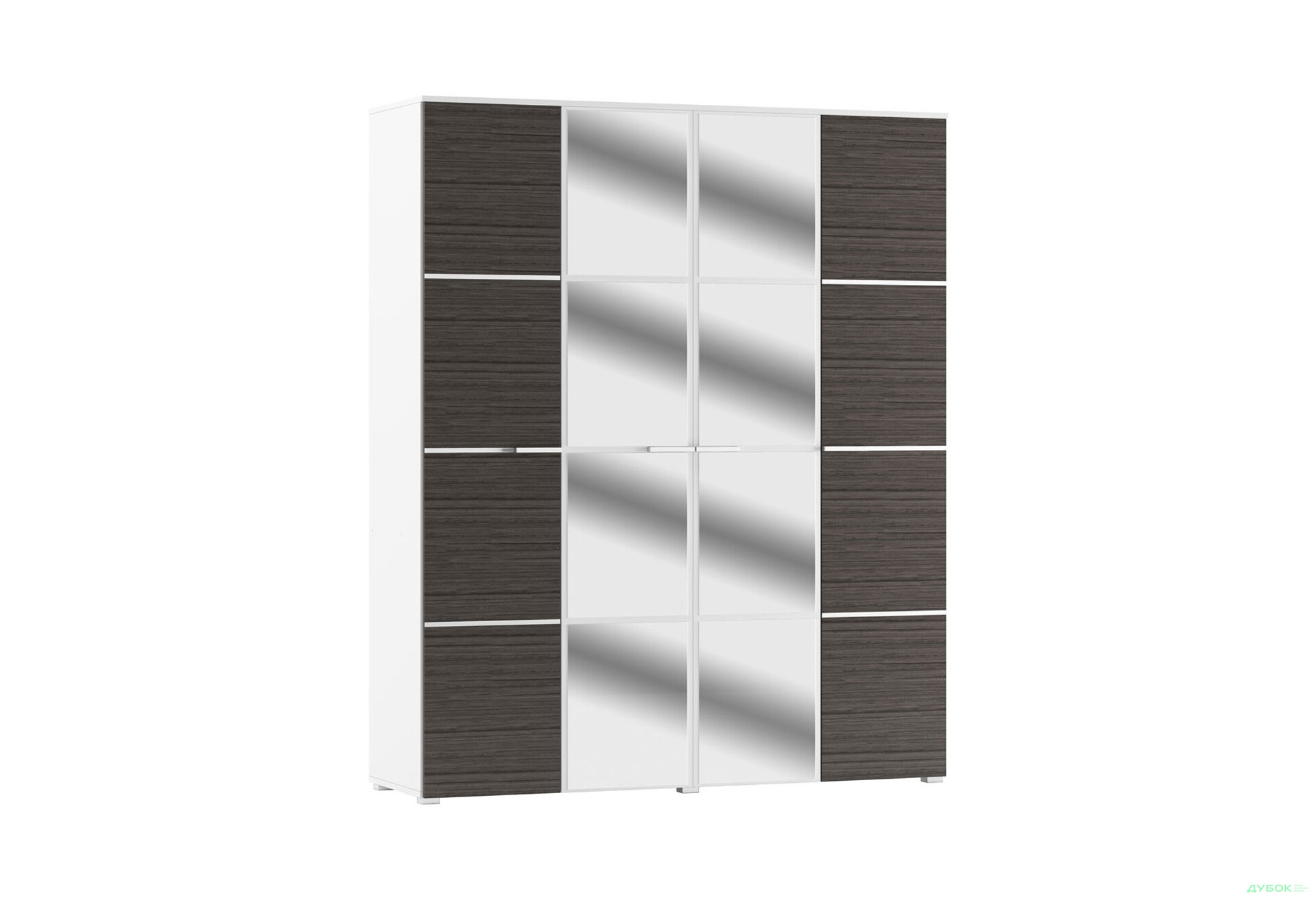 Шкаф Svit Mebliv Круиз 4-дверный с зеркалом 180 см Дакар / Белый - Изображение 2 Изображение 2 - Шкаф Svit Mebliv Круиз 4-дверный с зеркалом 180 см Дакар / Белый