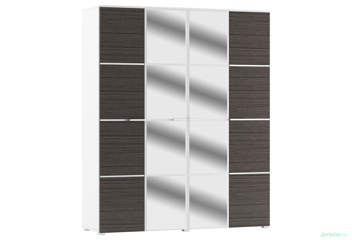 Шкаф Svit Mebliv Круиз 4-дверный с зеркалом 180 см Дакар / Белый - Изображение 2 Изображение 2 - Шкаф Svit Mebliv Круиз 4-дверный с зеркалом 180 см Дакар / Белый
