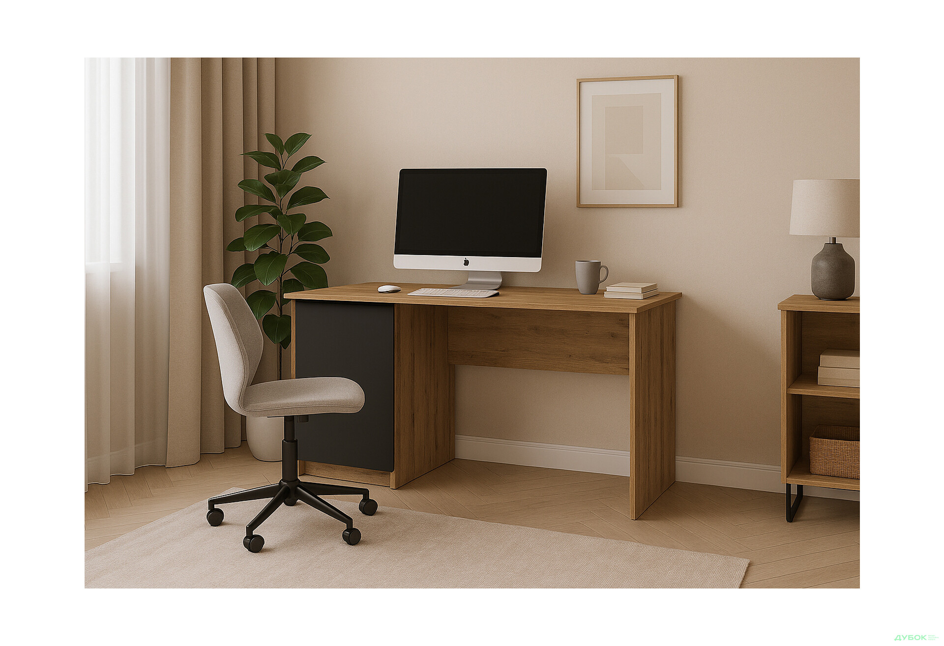 Стіл письмовий Київський стандарт КС 11 з тумбою лівий 120x58 см дуб аппалачі / антрацит - Зображення 2 Зображення 2 - Стіл письмовий Київський стандарт КС 11 з тумбою лівий 120x58 см дуб аппалачі / антрацит