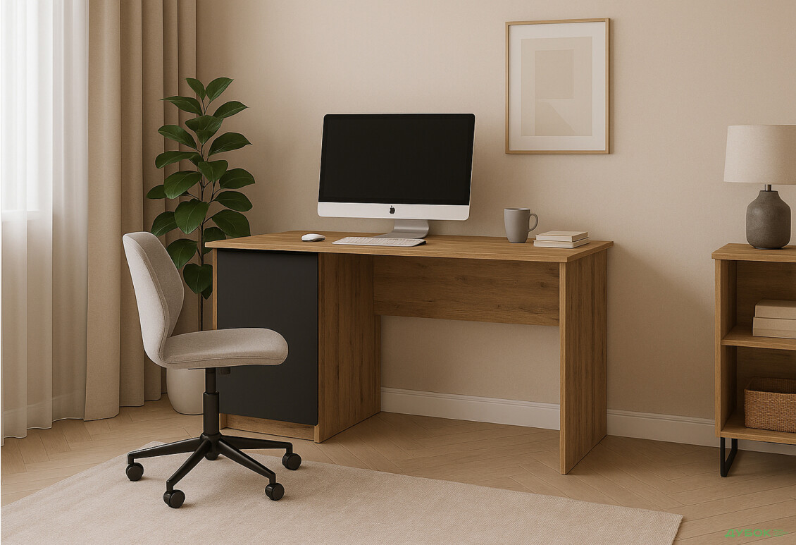 Стіл письмовий Київський стандарт КС 11 з тумбою лівий 120x58 см дуб аппалачі / антрацит - Зображення 2 Зображення 2 - Стіл письмовий Київський стандарт КС 11 з тумбою лівий 120x58 см дуб аппалачі / антрацит