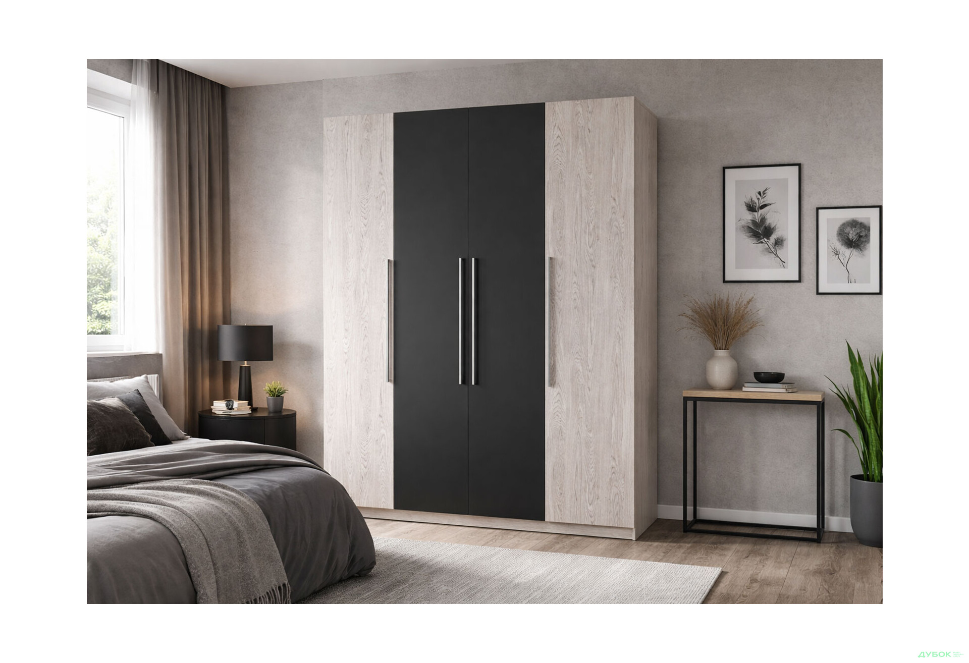 Изображение 2 - Шкаф Svit Mebliv Лилея Новая 4-дверный 180 см Артвуд светлый / Артвуд светлый, антрацит