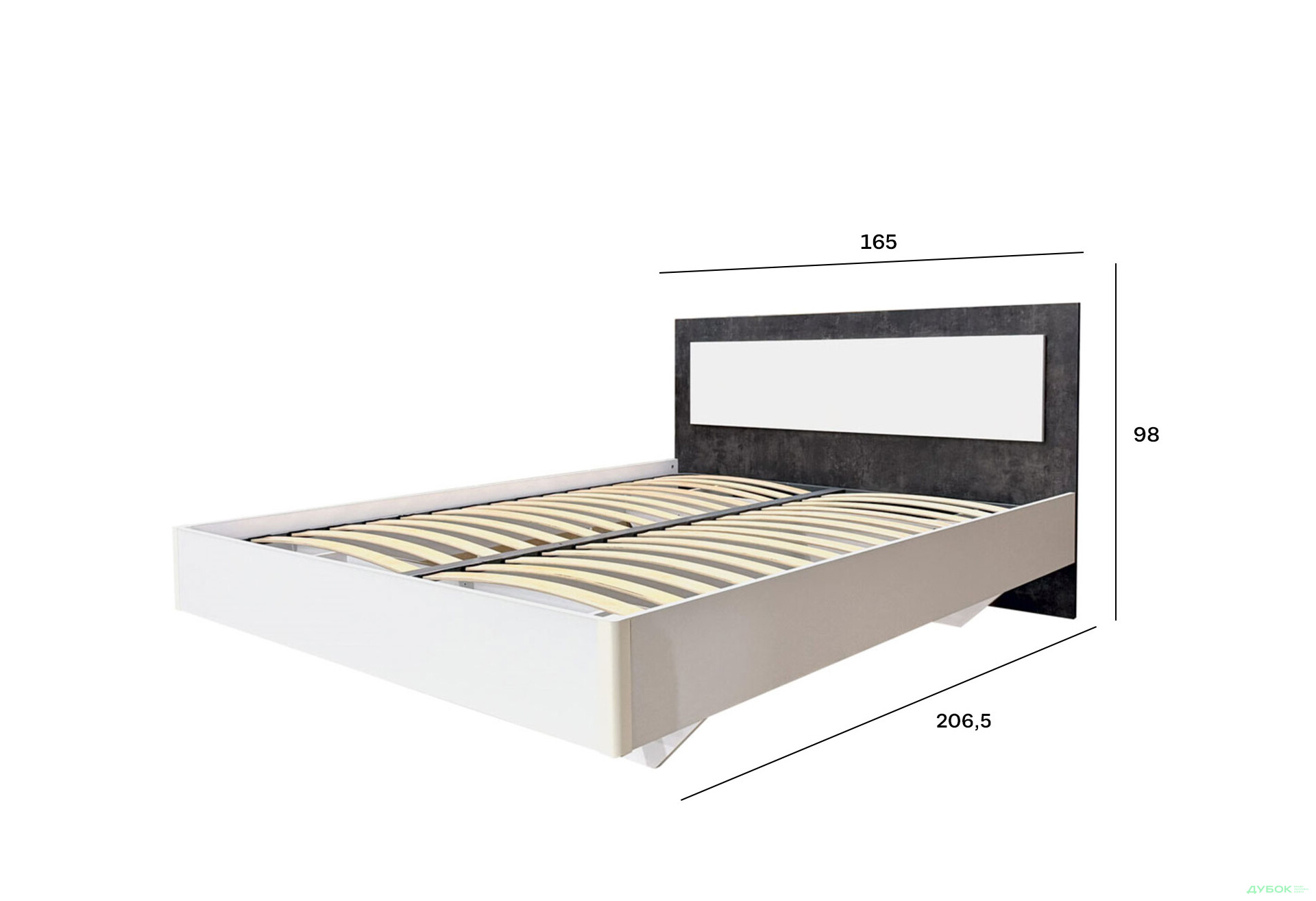 Ліжко Світ Меблів Мія (без вкладу) 160х200 см, білий/бетон темний - Зображення 4 Зображення 4 - Ліжко Світ Меблів Мія (без вкладу) 160х200 см, білий/бетон темний