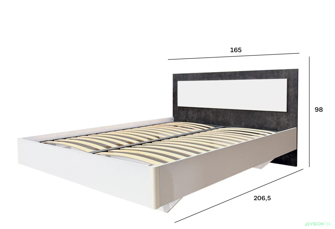 Ліжко Світ Меблів Мія (без вкладу) 160х200 см, білий/бетон темний - Зображення 4 Зображення 4 - Ліжко Світ Меблів Мія (без вкладу) 160х200 см, білий/бетон темний