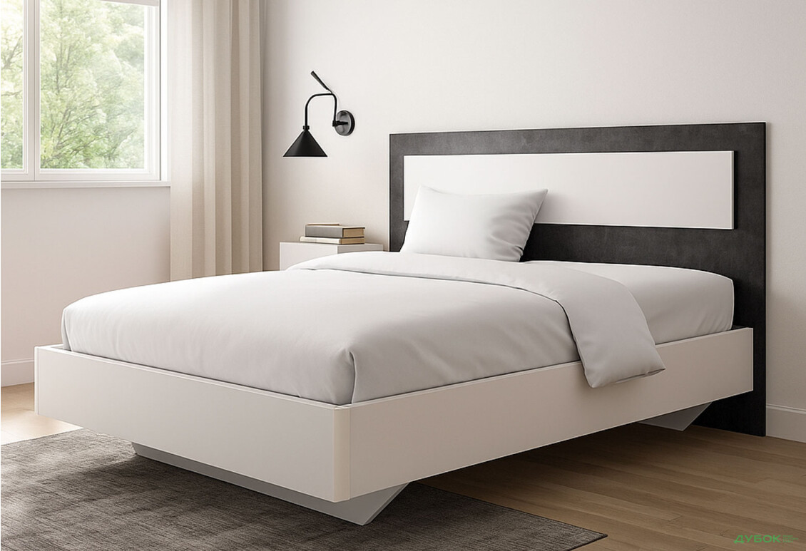 Ліжко Світ Меблів Мія (без вкладу) 160х200 см, білий/бетон темний - Зображення 2 Зображення 2 - Ліжко Світ Меблів Мія (без вкладу) 160х200 см, білий/бетон темний