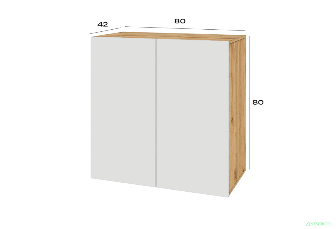 Комод Світ Меблів Спейс дводверний з полицями 80 см, дуб аппалачі / німфея альба - Зображення 2 Зображення 2 - Комод Світ Меблів Спейс дводверний з полицями 80 см, дуб аппалачі / німфея альба