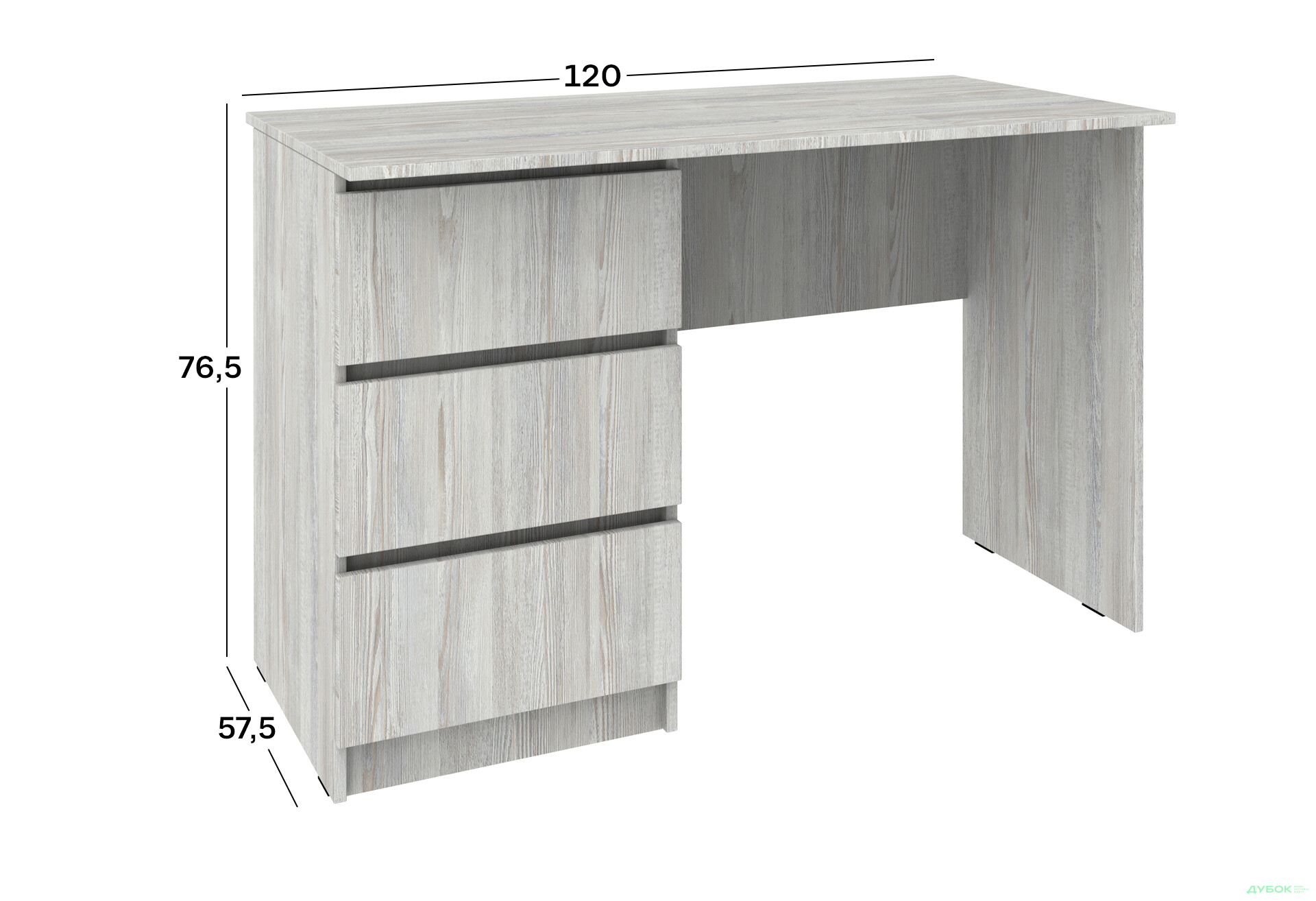 Стол письменный Киевский стандарт КС 12 с 3-мя ящиками левый 120x58 см сосна натти - Изображение 4 Изображение 4 - Стол письменный Киевский стандарт КС 12 с 3-мя ящиками левый 120x58 см сосна натти