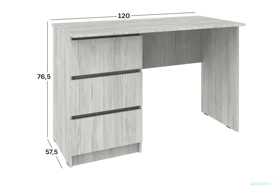 Стол письменный Киевский стандарт КС 12 с 3-мя ящиками левый 120x58 см сосна натти - Изображение 4 Изображение 4 - Стол письменный Киевский стандарт КС 12 с 3-мя ящиками левый 120x58 см сосна натти