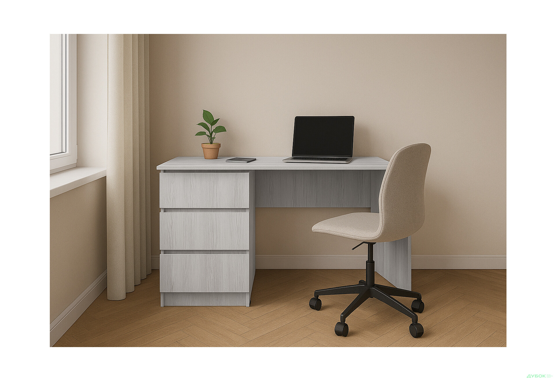 Стол письменный Киевский стандарт КС 12 с 3-мя ящиками левый 120x58 см сосна натти - Изображение 2 Изображение 2 - Стол письменный Киевский стандарт КС 12 с 3-мя ящиками левый 120x58 см сосна натти