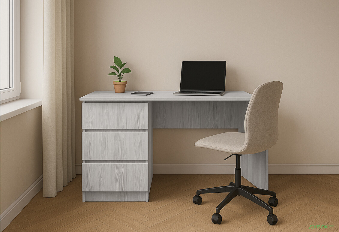 Стол письменный Киевский стандарт КС 12 с 3-мя ящиками левый 120x58 см сосна натти - Изображение 2 Изображение 2 - Стол письменный Киевский стандарт КС 12 с 3-мя ящиками левый 120x58 см сосна натти