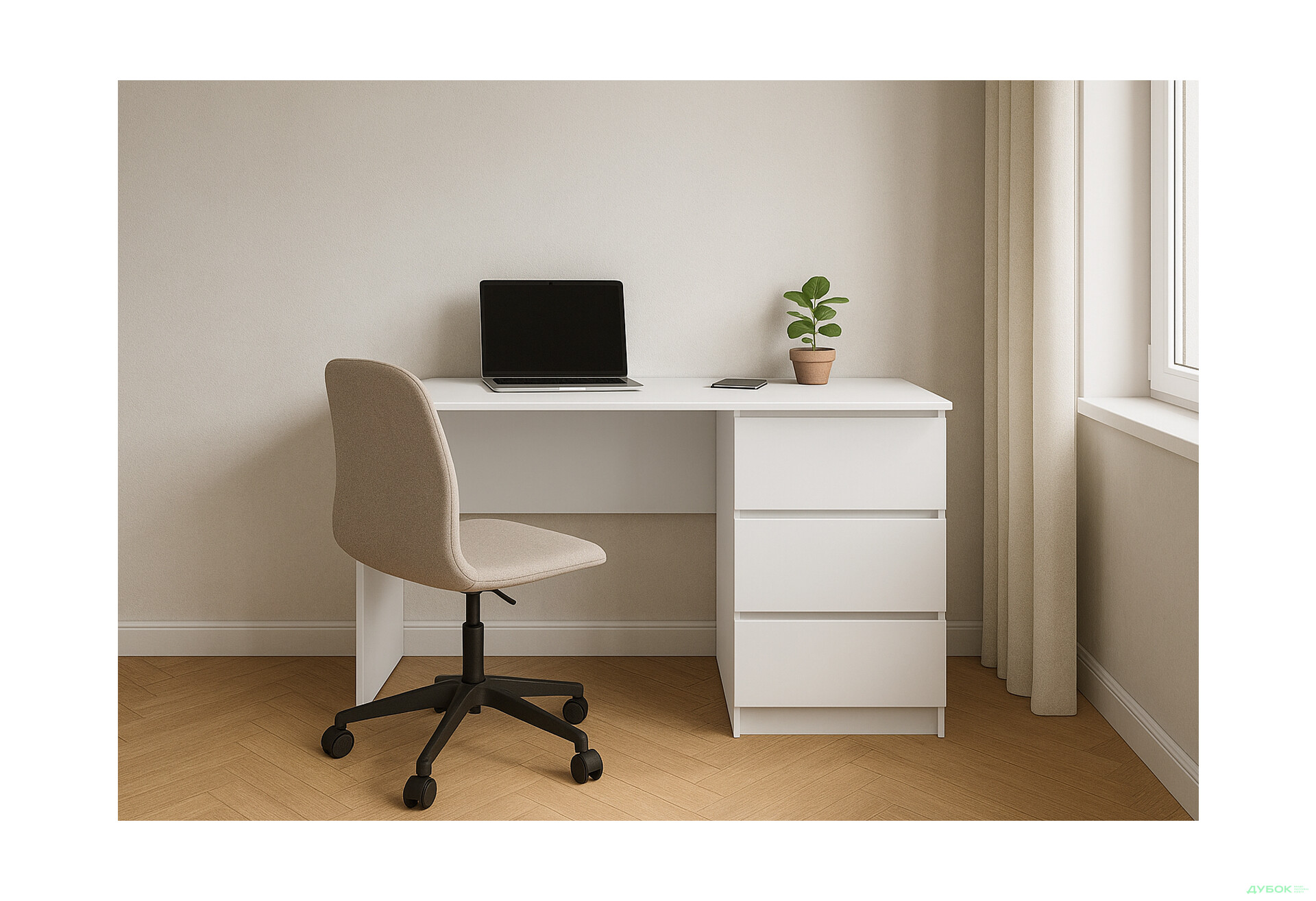 Стіл письмовий Київський стандарт КС 12 з 3-ма шухлядами правий 120x58 см німфея альба - Зображення 2 Зображення 2 - Стіл письмовий Київський стандарт КС 12 з 3-ма шухлядами правий 120x58 см німфея альба