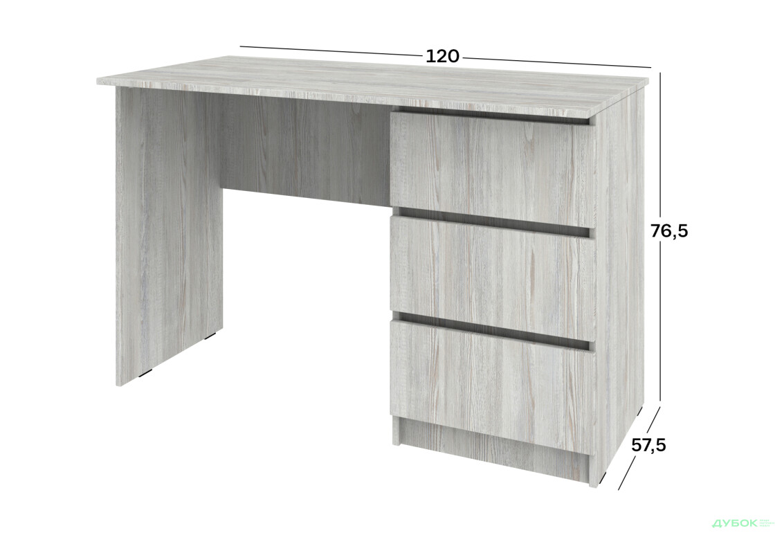 Стіл письмовий Київський стандарт КС 12 з 3-ма шухлядами правий 120x58 см сосна натті - Зображення 4 Зображення 4 - Стіл письмовий Київський стандарт КС 12 з 3-ма шухлядами правий 120x58 см сосна натті
