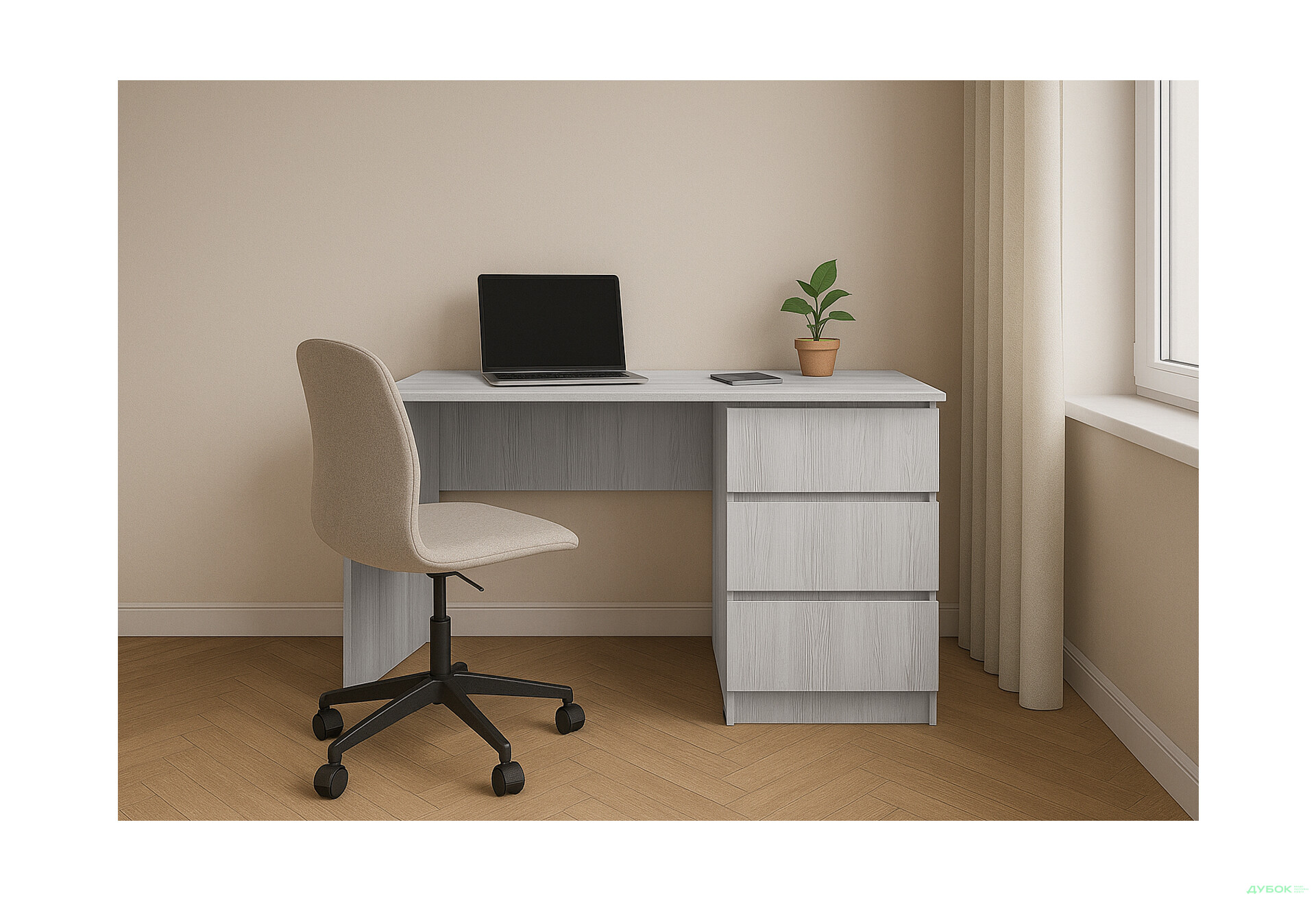 Стіл письмовий Київський стандарт КС 12 з 3-ма шухлядами правий 120x58 см сосна натті - Зображення 2 Зображення 2 - Стіл письмовий Київський стандарт КС 12 з 3-ма шухлядами правий 120x58 см сосна натті