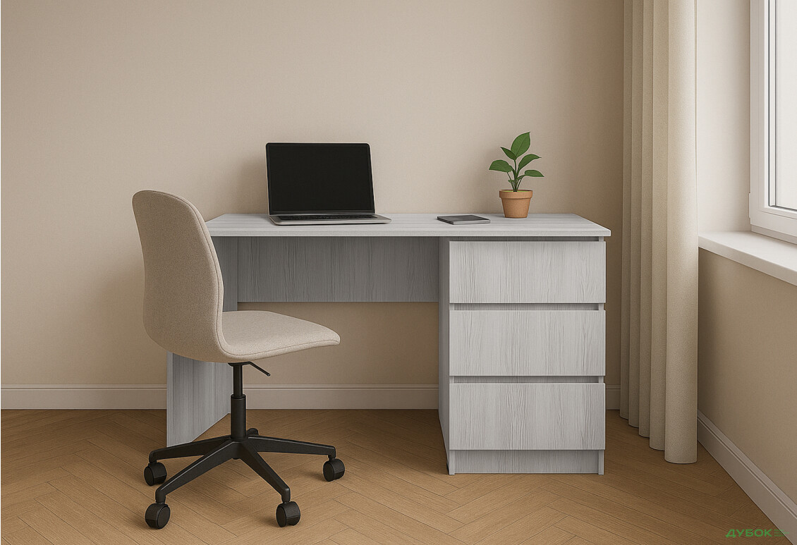 Стіл письмовий Київський стандарт КС 12 з 3-ма шухлядами правий 120x58 см сосна натті - Зображення 2 Зображення 2 - Стіл письмовий Київський стандарт КС 12 з 3-ма шухлядами правий 120x58 см сосна натті