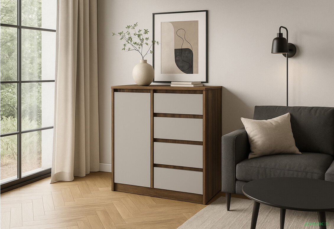 Комод Київський стандарт №11 з дверцею та 4 шухлядами 90 см - Зображення 6 Зображення 6 - Комод Київський стандарт №11 з дверцею та 4 шухлядами 90 см