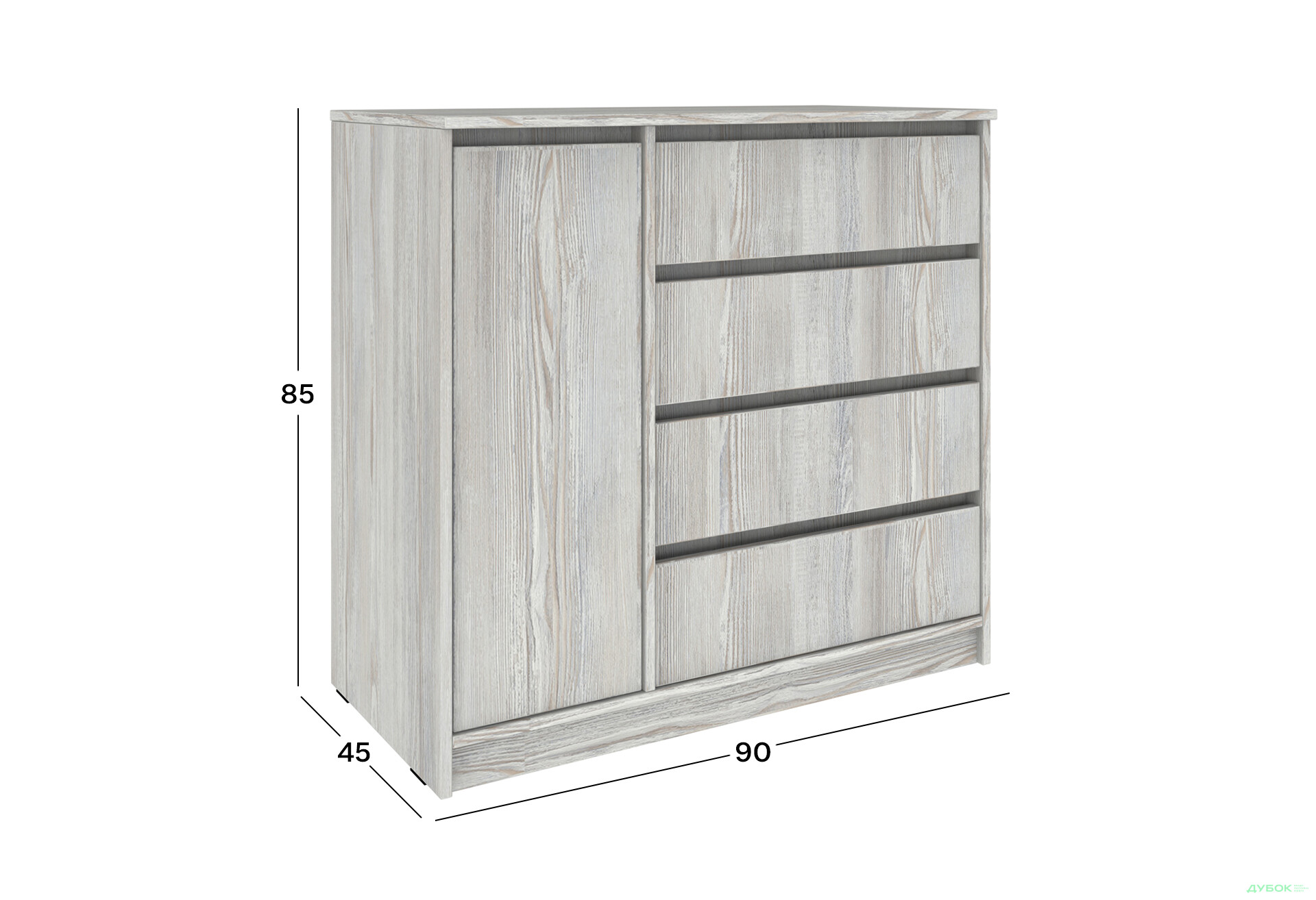 Комод Київський стандарт №11 з дверцею та 4 шухлядами 90 см - Зображення 4 Зображення 4 - Комод Київський стандарт №11 з дверцею та 4 шухлядами 90 см