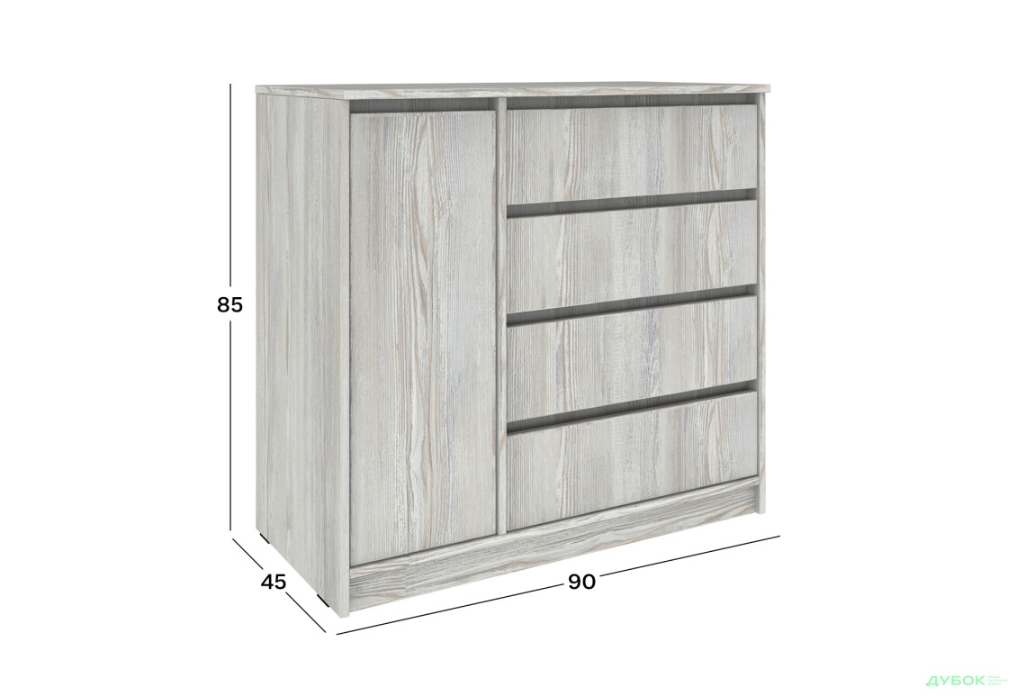 Комод Київський стандарт №11 з дверцею та 4 шухлядами 90 см - Зображення 4 Зображення 4 - Комод Київський стандарт №11 з дверцею та 4 шухлядами 90 см