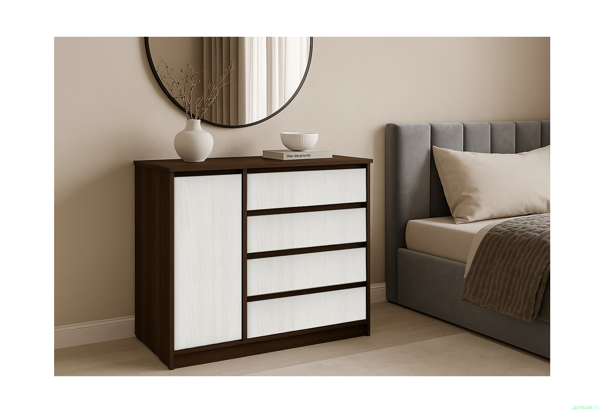 Комод Київський стандарт №11 з дверцею та 4 шухлядами 90 см - Зображення 8 Зображення 8 - Комод Київський стандарт №11 з дверцею та 4 шухлядами 90 см