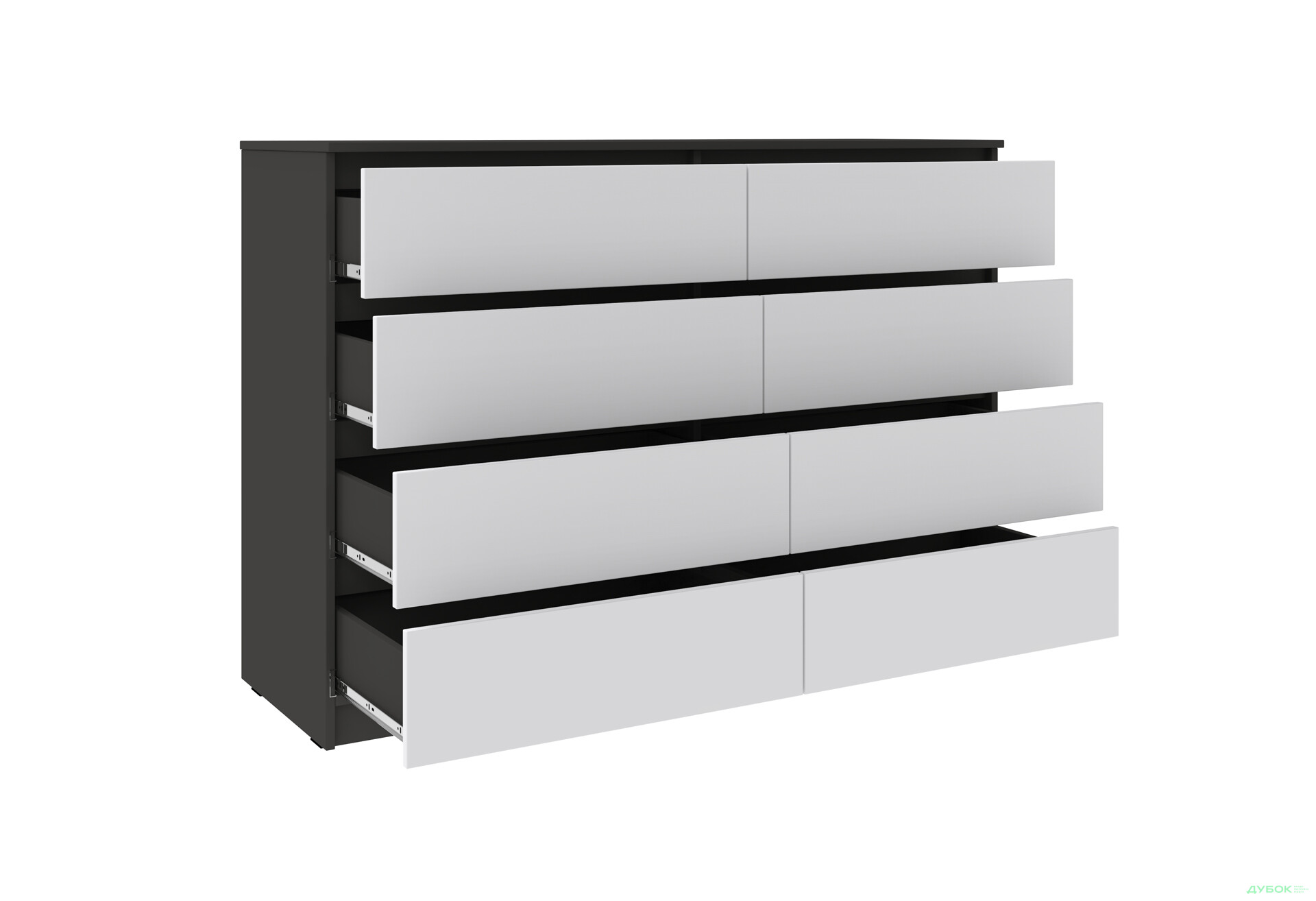 Комод Киевский стандарт №16 с 8 ящиками 141 см антрацит / нимфея альба - Изображение 3 Изображение 3 - Комод Киевский стандарт №16 с 8 ящиками 141 см антрацит / нимфея альба
