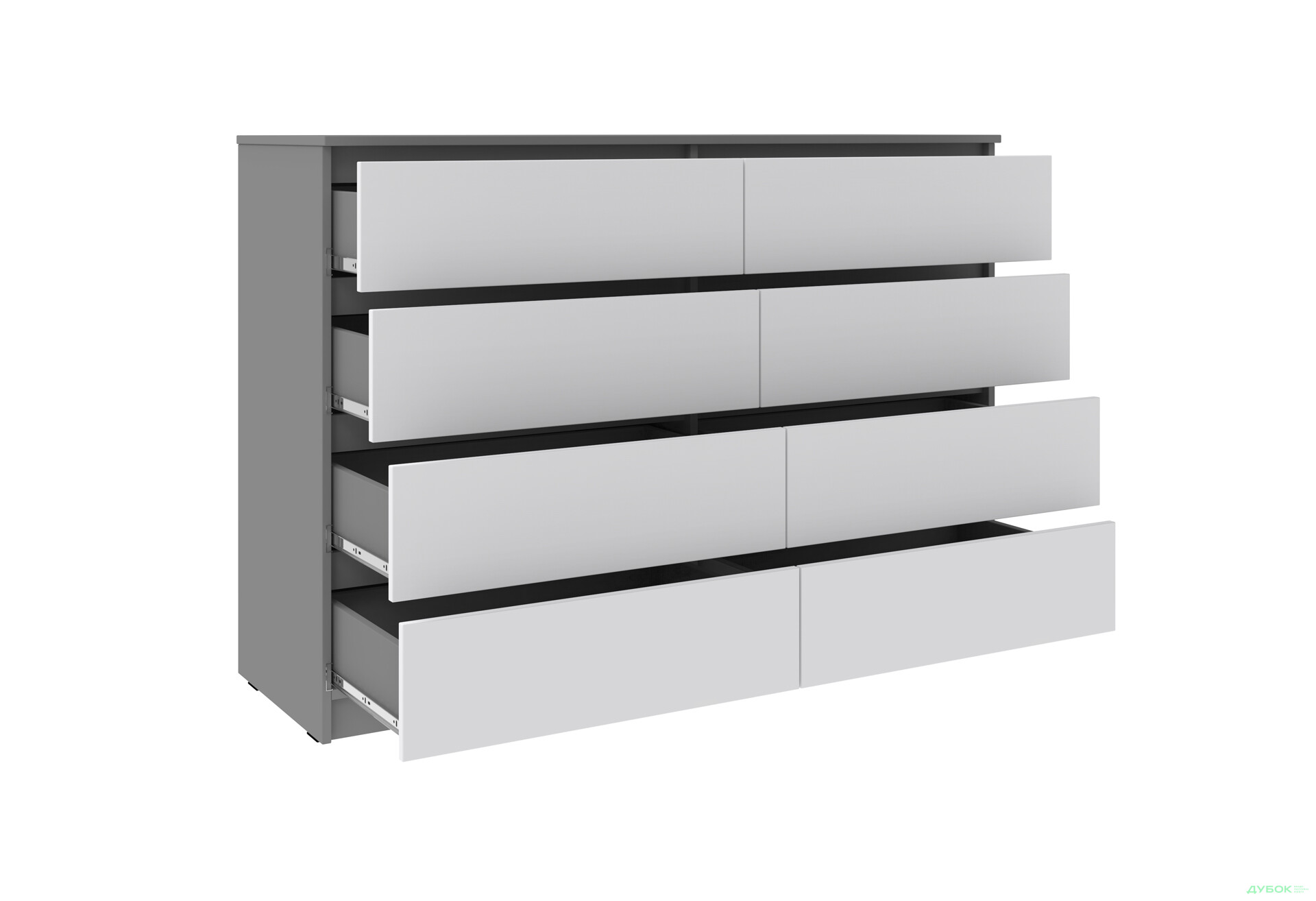 Комод Київський стандарт №16 з 8 шухлядами 141 см сіра лава / німфея альба - Зображення 3 Зображення 3 - Комод Київський стандарт №16 з 8 шухлядами 141 см сіра лава / німфея альба