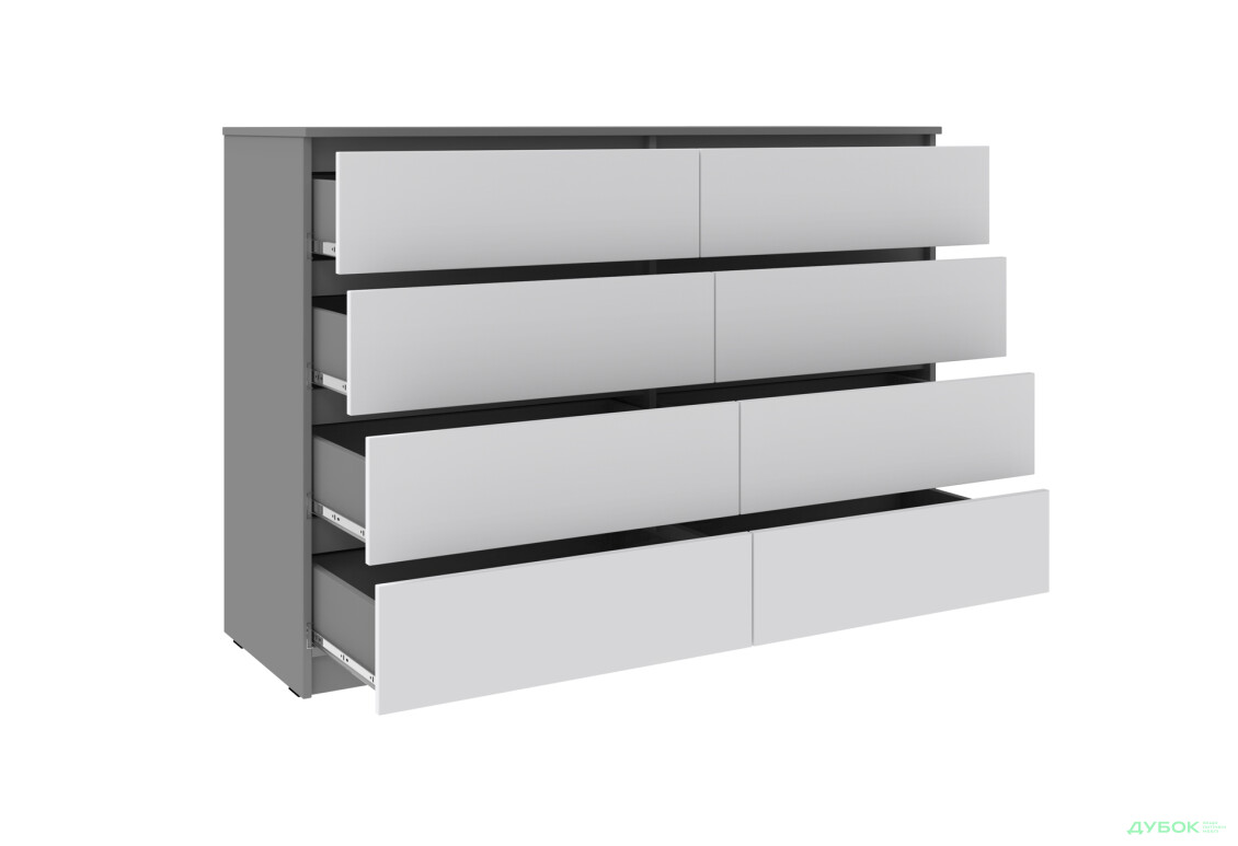 Комод Київський стандарт №16 з 8 шухлядами 141 см сіра лава / німфея альба - Зображення 3 Зображення 3 - Комод Київський стандарт №16 з 8 шухлядами 141 см сіра лава / німфея альба