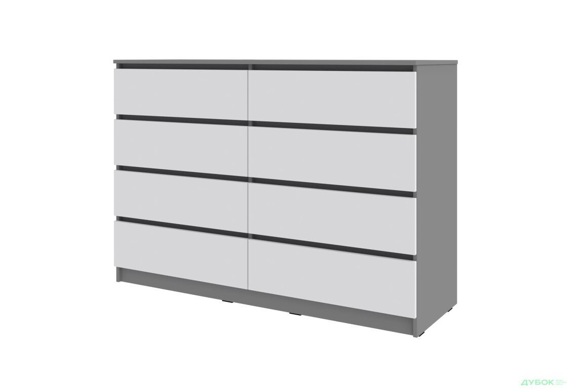 Комод Київський стандарт №16 з 8 шухлядами 141 см сіра лава / німфея альба - Зображення 1 Зображення 1 - Комод Київський стандарт №16 з 8 шухлядами 141 см сіра лава / німфея альба