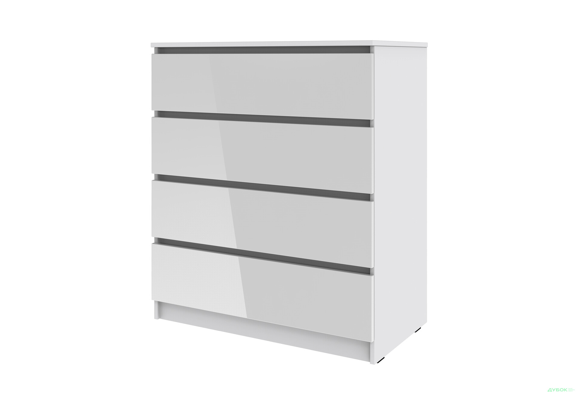 Комод Київський стандарт №14 з 4 шухлядами 86 см німфея альба / білий глянець - Зображення 1 Зображення 1 - Комод Київський стандарт №14 з 4 шухлядами 86 см німфея альба / білий глянець