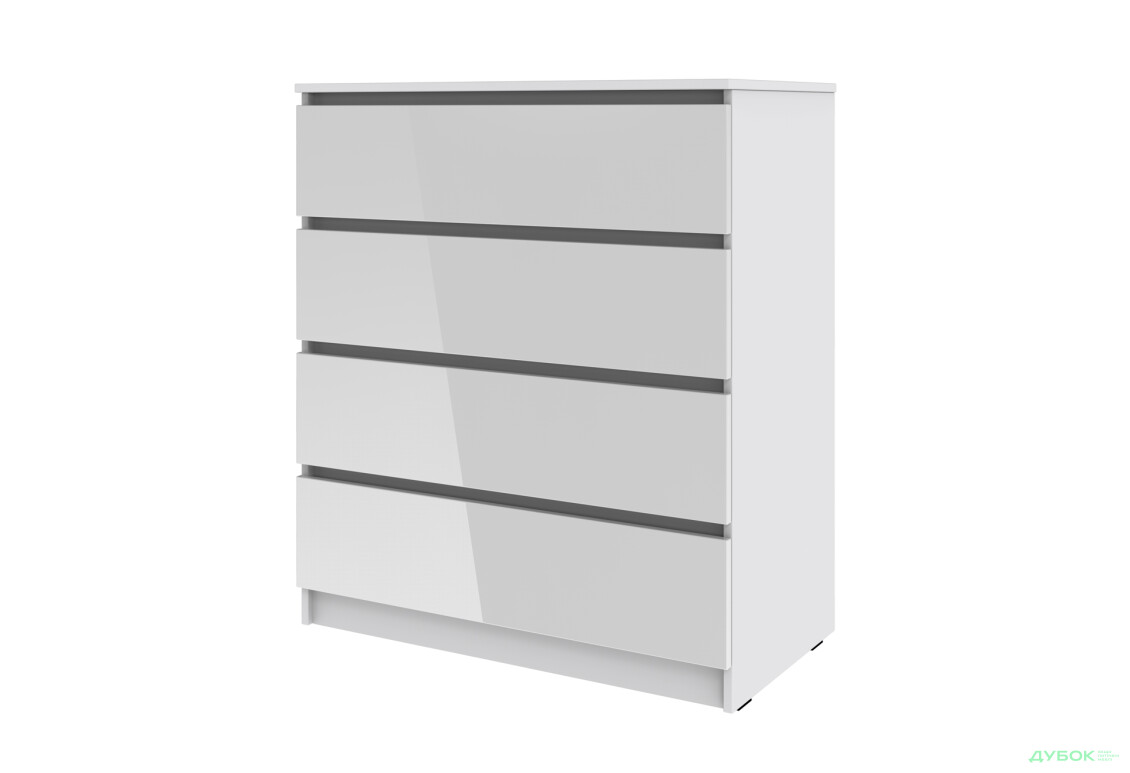 Комод Київський стандарт №14 з 4 шухлядами 86 см німфея альба / білий глянець - Зображення 1 Зображення 1 - Комод Київський стандарт №14 з 4 шухлядами 86 см німфея альба / білий глянець