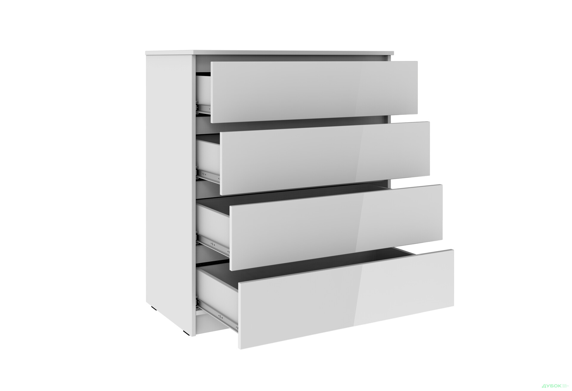 Комод Київський стандарт №14 з 4 шухлядами 86 см німфея альба / білий глянець - Зображення 3 Зображення 3 - Комод Київський стандарт №14 з 4 шухлядами 86 см німфея альба / білий глянець