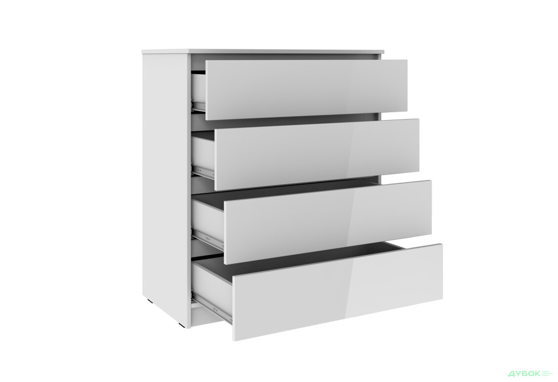 Комод Київський стандарт №14 з 4 шухлядами 86 см німфея альба / білий глянець - Зображення 3 Зображення 3 - Комод Київський стандарт №14 з 4 шухлядами 86 см німфея альба / білий глянець