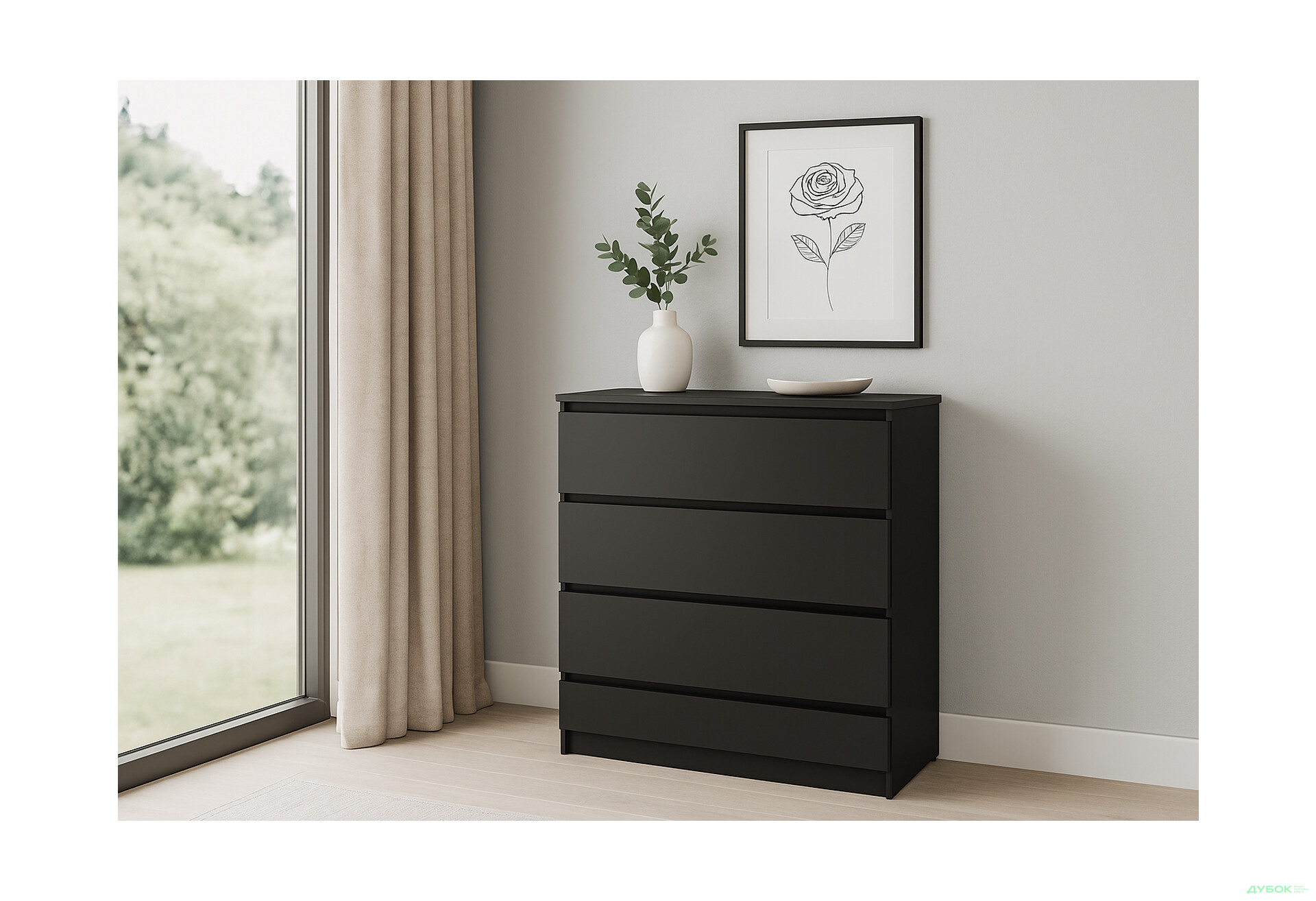 Комод Киевский стандарт №14 с 4 ящиками 86 см антрацит / кварцит - Изображение 2 Изображение 2 - Комод Киевский стандарт №14 с 4 ящиками 86 см антрацит / кварцит