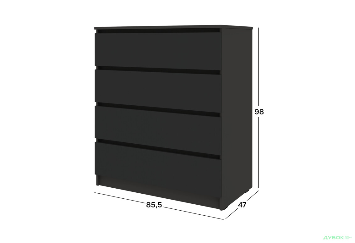 Комод Киевский стандарт №14 с 4 ящиками 86 см антрацит / кварцит - Изображение 4 Изображение 4 - Комод Киевский стандарт №14 с 4 ящиками 86 см антрацит / кварцит
