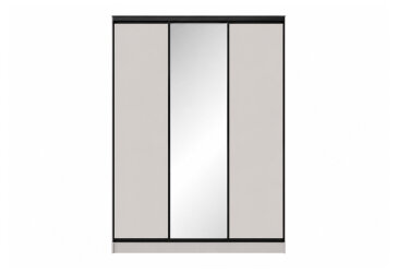 Шафа-купе 3-дверна 1800х2400х600 з дзеркалом, Кашемір, профіль BM (чорний мат)