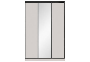 Шафа-купе 3-дверна 1800х2700х600 з дзеркалом, Кашемір, профіль BM (чорний мат)