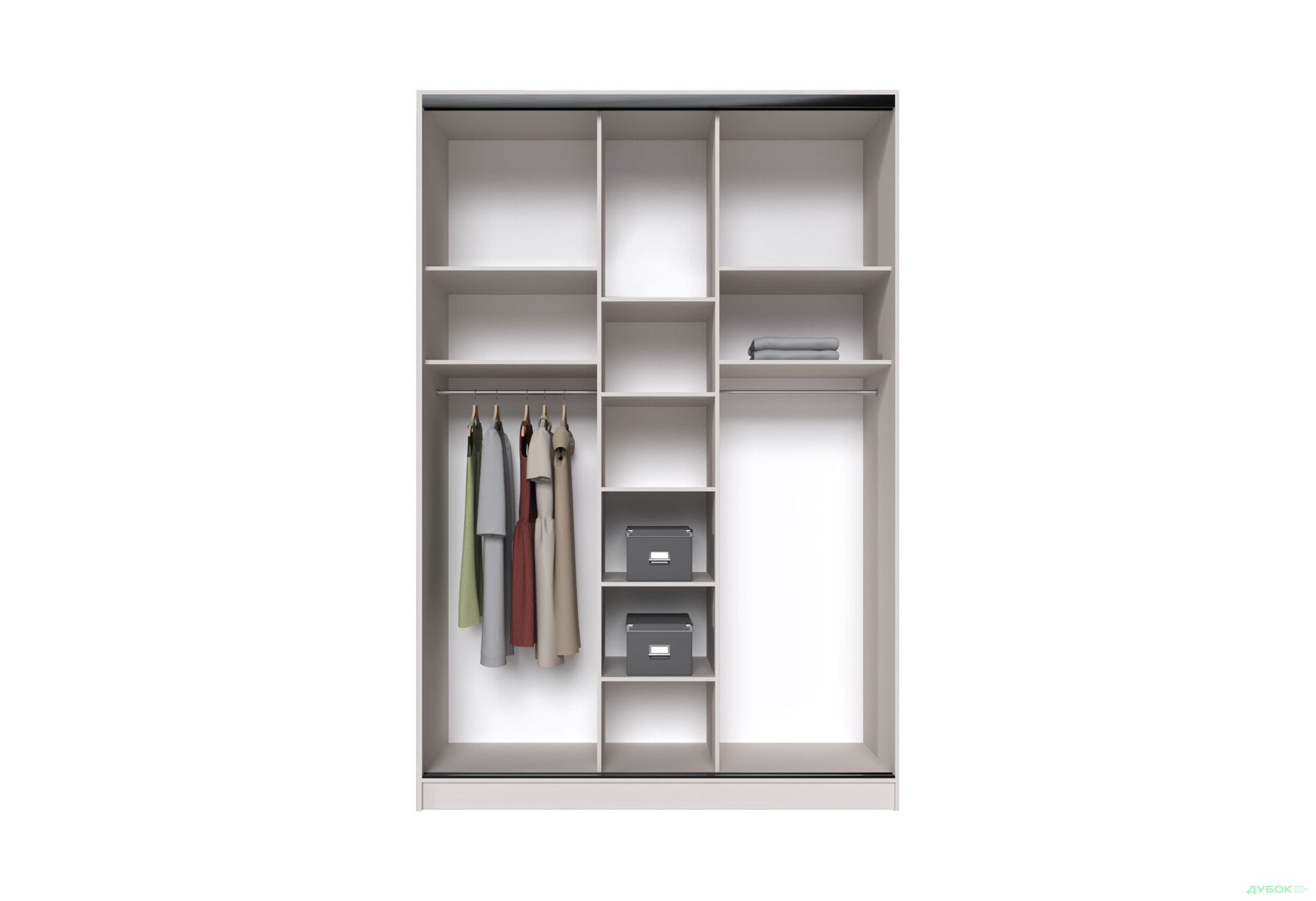 Шафа-купе MebelStar 3-дверна 1800х2700х600 з дзеркалом, Кашемір, профіль BG (чорний глянець) - Зображення 4 Зображення 4 - Шафа-купе MebelStar 3-дверна 1800х2700х600 з дзеркалом, Кашемір, профіль BG (чорний глянець)