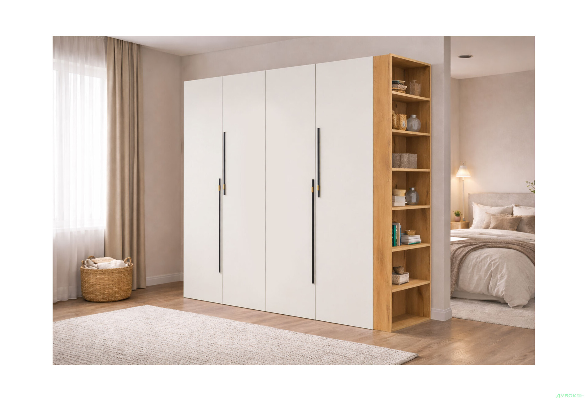 Изображение 2 - Шкаф Svit Mebliv Спейс четырехдверная с боковыми полками 180х220х57 см, дуб аппалачи / кашемир