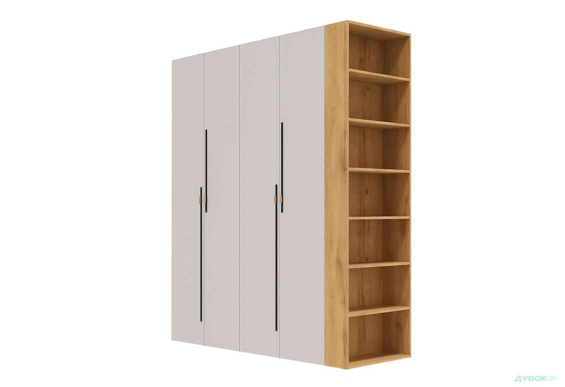Шкаф Svit Mebliv Спейс четырехдверная с боковыми полками 180х220х57 см, дуб аппалачи / кашемир - Изображение 1 Изображение 1 - Шкаф Svit Mebliv Спейс четырехдверная с боковыми полками 180х220х57 см, дуб аппалачи / кашемир