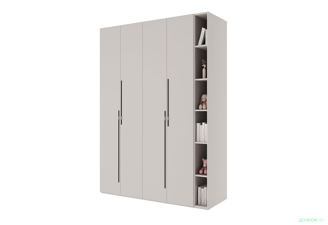 Шафа Світ Меблів Спейс чотиридверна з полицями 180х220х57 см, кашемір - Зображення 1 Зображення 1 - Шафа Світ Меблів Спейс чотиридверна з полицями 180х220х57 см, кашемір