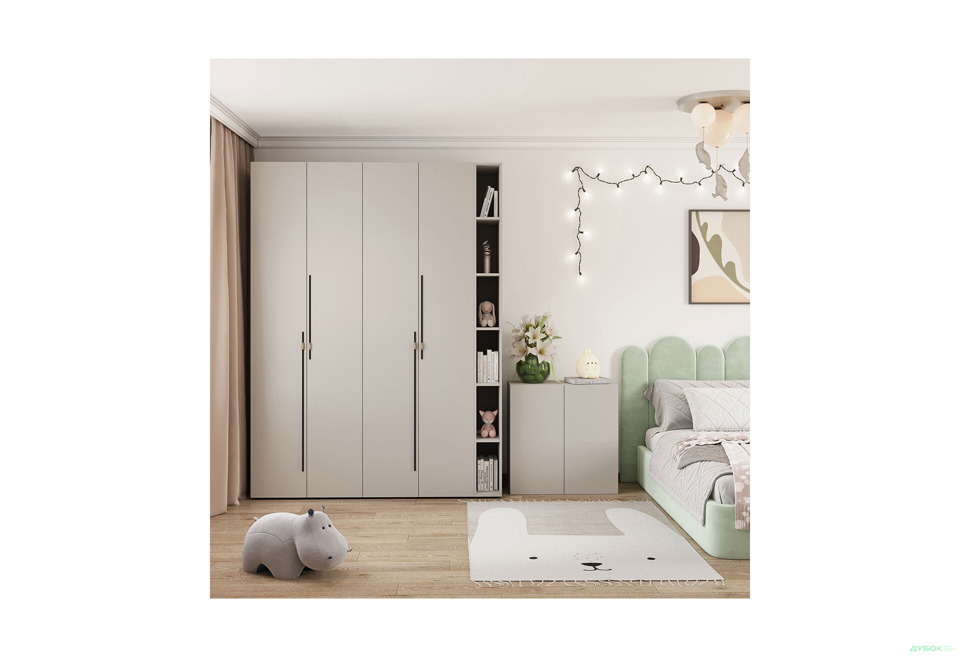 Шафа Світ Меблів Спейс чотиридверна з полицями 180х220х57 см, кашемір - Зображення 4 Зображення 4 - Шафа Світ Меблів Спейс чотиридверна з полицями 180х220х57 см, кашемір