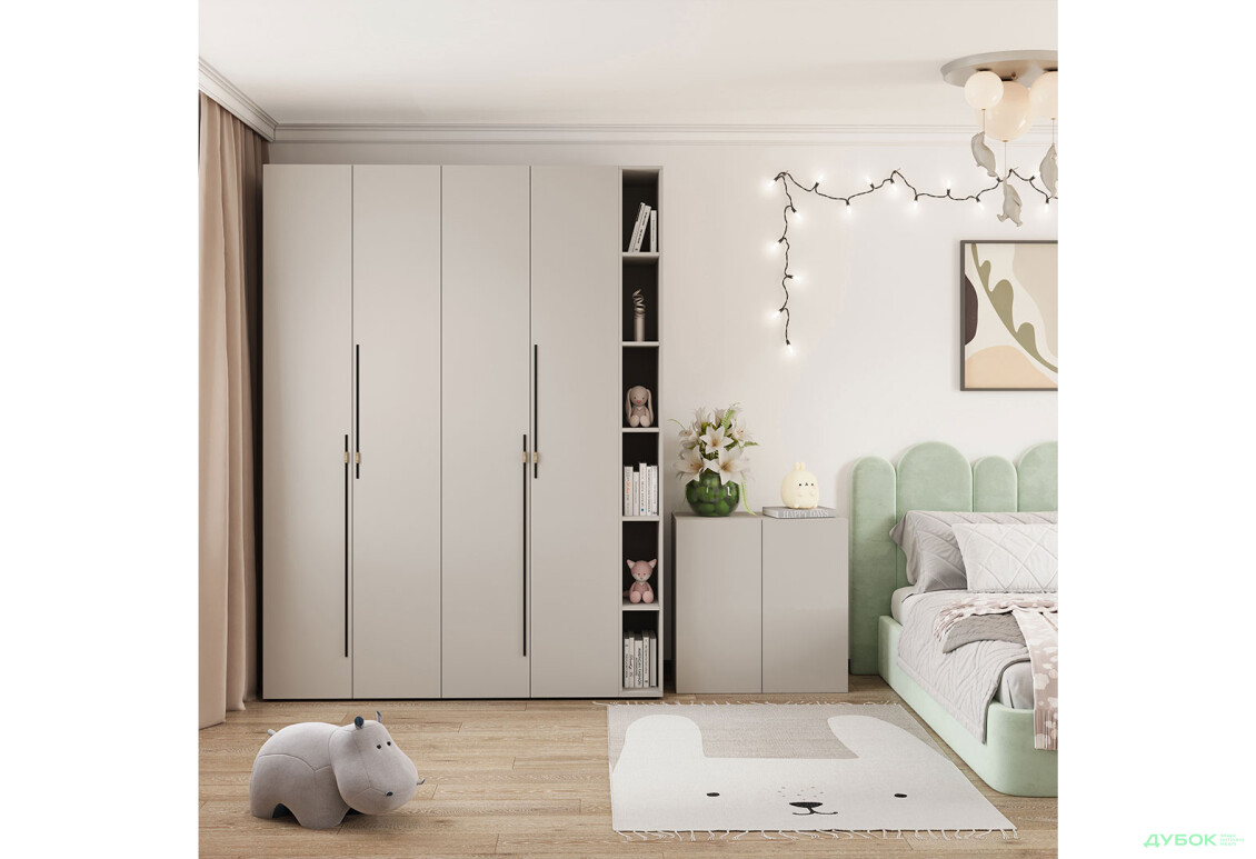 Шафа Світ Меблів Спейс чотиридверна з полицями 180х220х57 см, кашемір - Зображення 4 Зображення 4 - Шафа Світ Меблів Спейс чотиридверна з полицями 180х220х57 см, кашемір