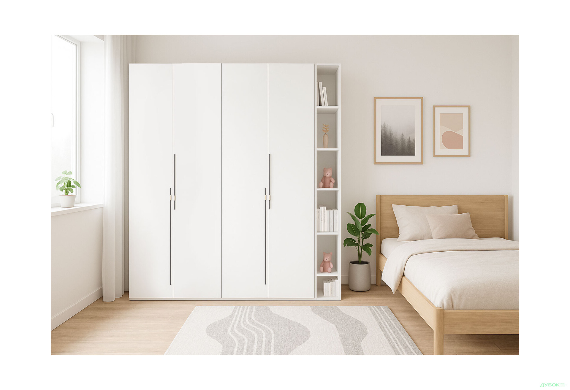 Шкаф Svit Mebliv Спейс четырехдверная с полками 180х220х57 см, нимфея альба - Изображение 2 Изображение 2 - Шкаф Svit Mebliv Спейс четырехдверная с полками 180х220х57 см, нимфея альба