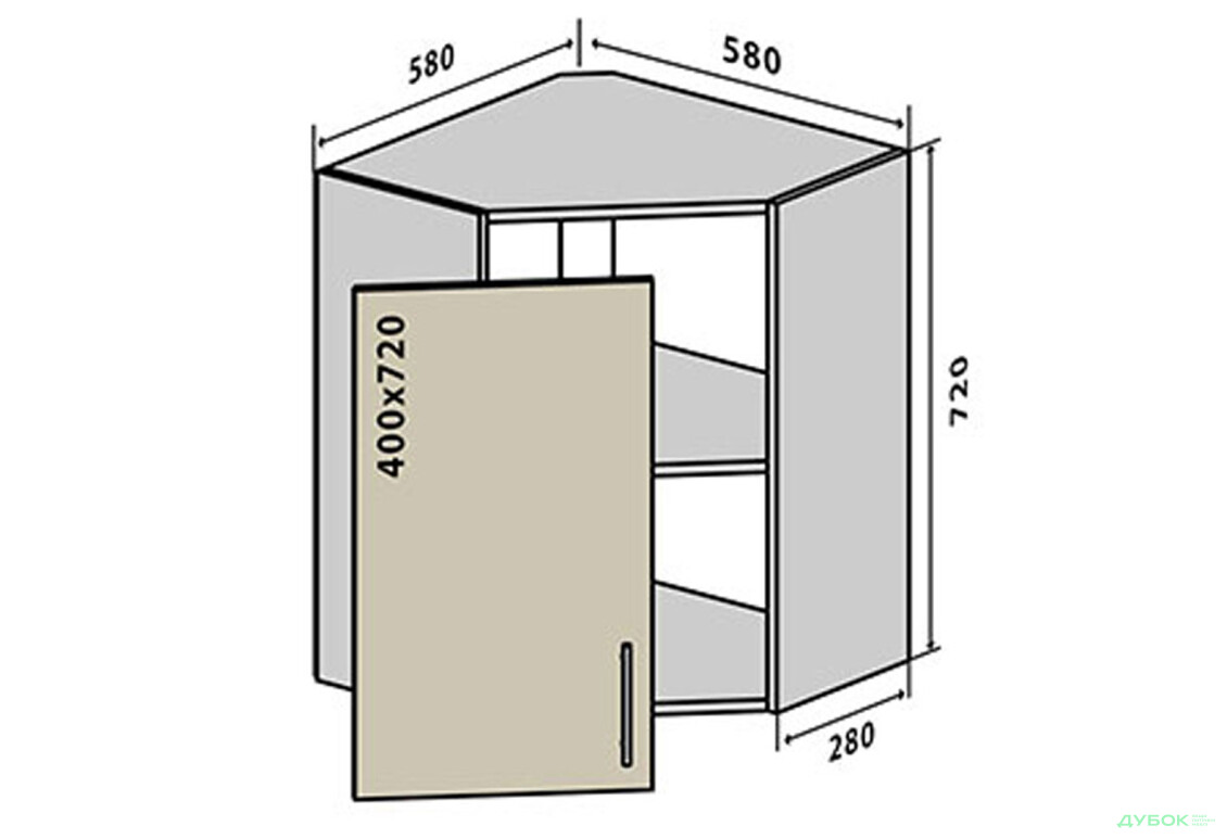 В14 Тумба кутова 1Д Лорі / Lori VIP-master - Зображення 1 Зображення 1 - В14 Тумба кутова 1Д Лорі / Lori VIP-master
