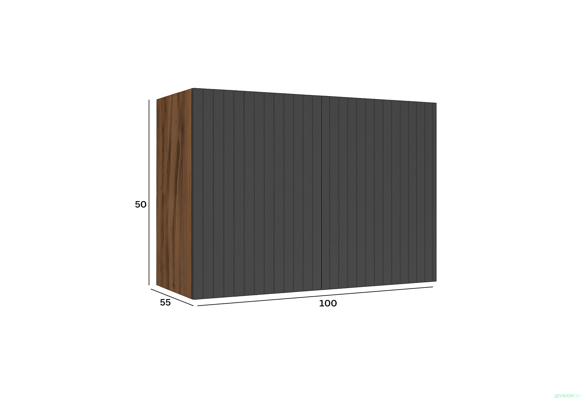 Зображення 2 - Антресоль Київський стандарт Лайн Елегант 2-дверна 100 см дуб ліворно / графіт мат