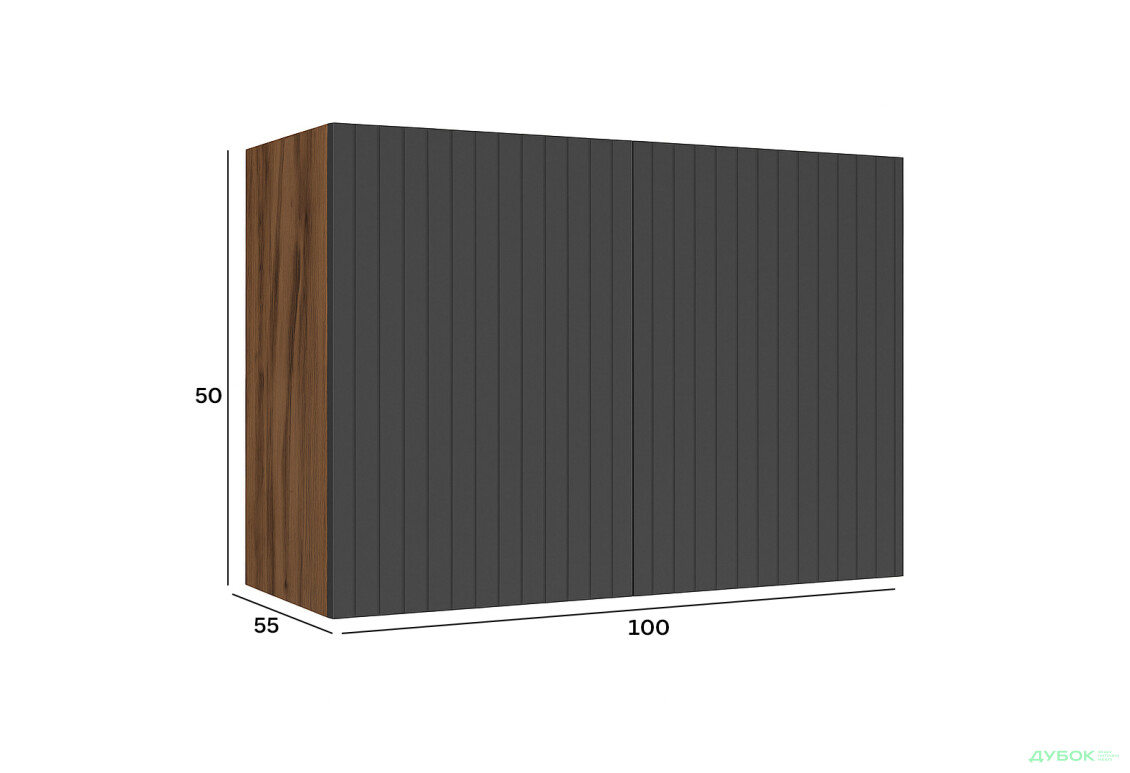 Зображення 2 - Антресоль Київський стандарт Лайн Елегант 2-дверна 100 см дуб ліворно / графіт мат