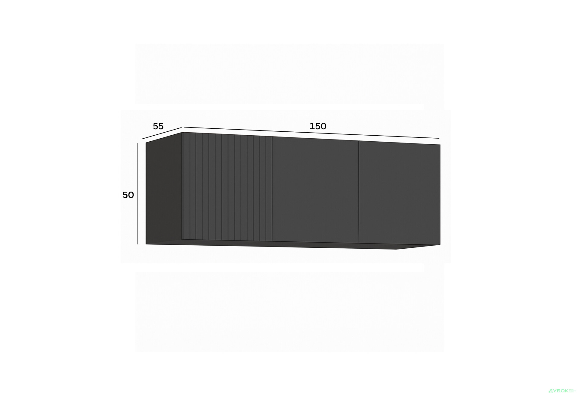 Изображение 2 - Антресоль Киевский стандарт Лайн Элегант 3-дверная 150 см антрацит / графит мат