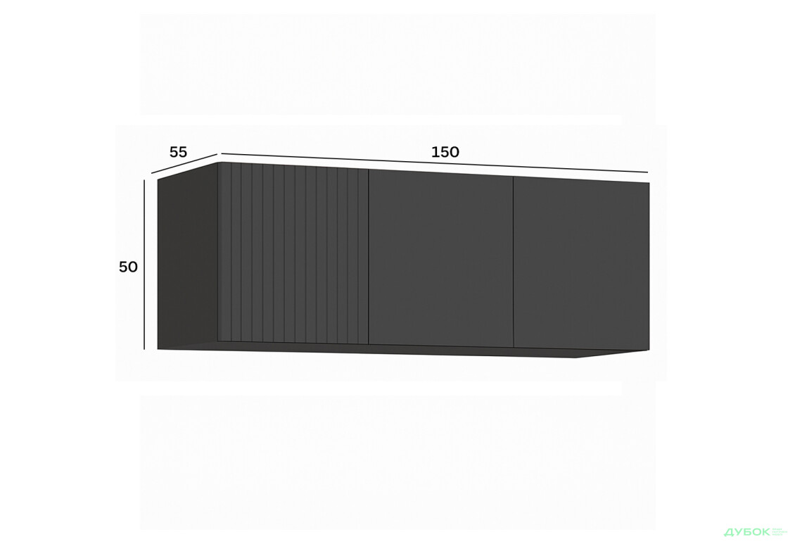 Изображение 2 - Антресоль Киевский стандарт Лайн Элегант 3-дверная 150 см антрацит / графит мат