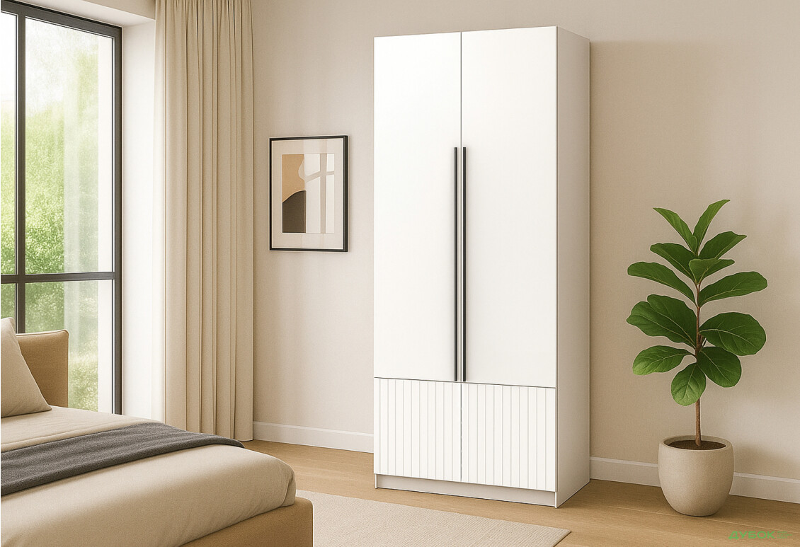 Шкаф Киевский стандарт Лайн Элегант 2-дверный 100 см нимфея альба / белый мат - Изображение 2 Изображение 2 - Шкаф Киевский стандарт Лайн Элегант 2-дверный 100 см нимфея альба / белый мат